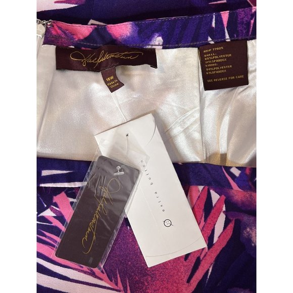 Hal Rubenstein 16W satin slip Pink Purple Floral Tropical Hawaiian Lined Skirt - Picture 8 of 10